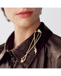 Irregular Pearl Metal Brooch Geometric Long Style