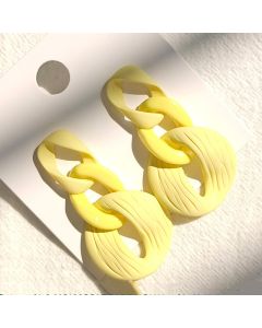 Ilver Needle Chain Macaron Contrast Color Spray Leather Stud Earrings