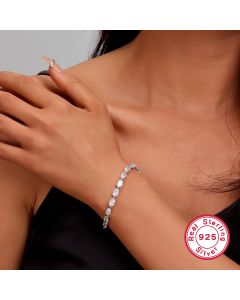 S925 Sterling Silver Mosaic Oval Zircon Bracelet