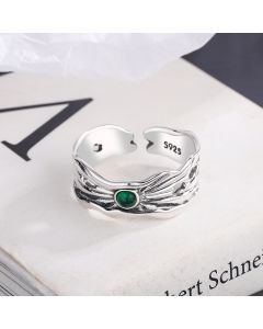 Irregular Bump Texture Green Agate Ring Ins European And American Ins Design Sense Index Finger