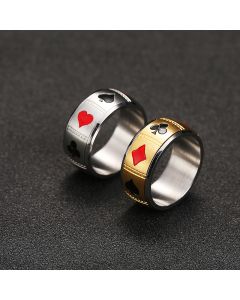 Men's Titanium Steel Turnable Playing Card Ring
