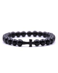 8mm Bright Black Beads Micro Inlaid Zircon Natural Stone Diy Bracelet