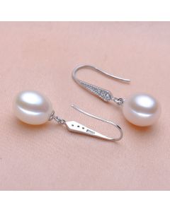 Silver Freshwater Pearl Earrings Women's Simple Fashion Ear Hook