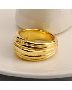 18K Gold Plated Titanium Steel European And American Individual Threaded Index Finger Ring