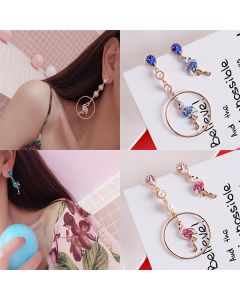 Zircon Pearl Flamingo Long Fringe Wild Earrings