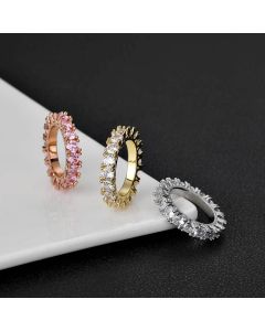 Hip Hop 4mm Single Row Zircon Ring For Men
