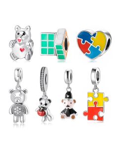 Original Creative Cube Puzzle Bear Series Beaded Pendant