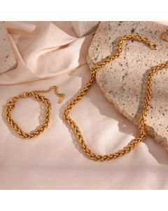Women's Vintage Stainless Steel Gold-plated 6mm Bracelet