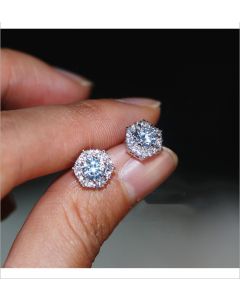 Micro-set Square Diamond Super Shining Pure Silver Stud Earrings
