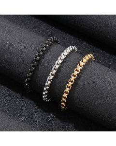 Trendy Simple Square Pearl Titanium Steel Bracelet Necklace For Men