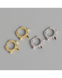S925 Sterling Silver Earrings Bone Ring Diamond Rivet Silver Earrings