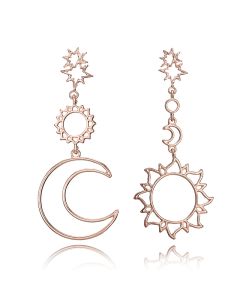 Pentagram Moon Alloy Asymmetric Sun Long Earrings