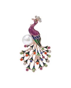 New Peacock Brooch Female Animal Enamel Color Dripping Rhinestone Brooch