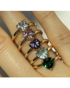 Zircon Inlaid Stainless Steel Love Ring