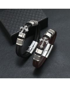 Alloy Punk Men's Leather Cord Bracelet