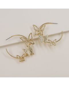 New Metal Texture Alloy Butterfly Earrings