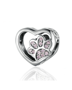 Heart shaped cat paw print beads