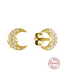 Moon Stud Earrings Fashion Simple Diamond-Studded Girls Ear Clip Ear Buckle