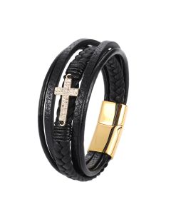 Men's Leather Bracelet Retro Multilayer Braided Titanium Steel Love Bracelet
