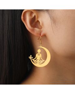 Yoga Moon Earrings Stainless Steel Meditation