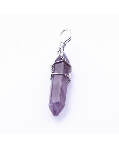 Popular Hexagonal Pillar Iron Wire Wrapped Miscellaneous Stone Necklace Pendant