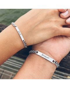 Engraved Titanium Steel Lovers' Day 18K High Quality Gold Plated Bracelet