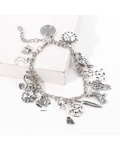 Skeleton Snowflake Stick Crystal Bead Bracelet
