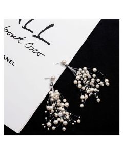 Stars Long Pearl Fishline Earrings With Fringe