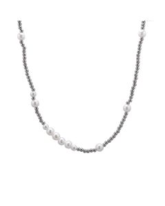 Titanium Steel Bead Pearl Necklace Round Bead Chain Simple Trendy Hip-hop Personality Stitching Sweater Chain