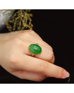 Cupronickel Inlaid Hetian Jade Ring
