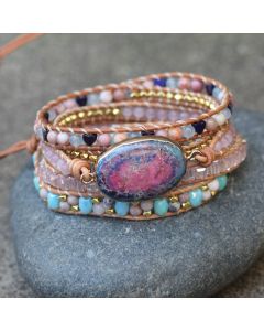 Colorful Turquoise Braided Leather Wrap Bracelet