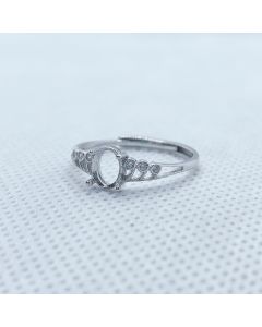 S925 Silver 5x7 Faceted Four-prong Set Ring Empty Holder