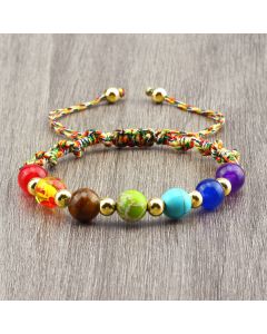Colorful Stone Beads Bracelet Yoga Woven Hand Strap