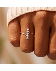 S925 Sterling Silver Ring Fashion Simple OL Style Inlaid Zircon Ring Fine Ring Female