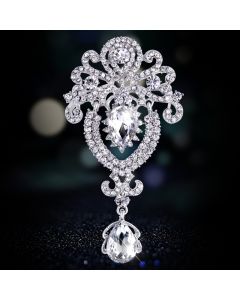 Fashion Crown Crystal Corsage Pendant Glass Brooch