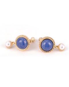 New Style Ear Clip Without Pierced Klein Blue Retro Pearl Stud Earrings