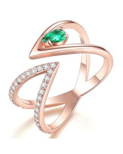 V-shaped drop cross personality female ring