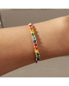 Handmade Multicolor Bead Braided Bracelet Gravel