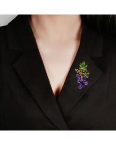 Fruit Brooch Grape String Rhinestones Plant Corsage Banquet Dress