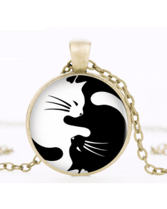 Collier Pendentif Chat Ying & Yang