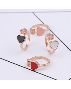Chopin's Ode To Joy 18K Gold Plated Double Peach Heart Love Ring For Women  
