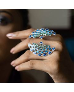 Alloy Drop Oil Blue Scallop Stud Earrings