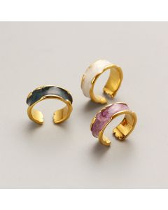 Retro Irregular Drip Glaze Ring Opening Adjustable Vacuum Plating 18K Real Gold