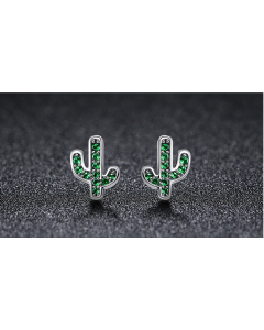 Green Cactus Sterling Silver Earrings