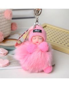 New Style Fox Fur Ball Sleeping Doll Keychain