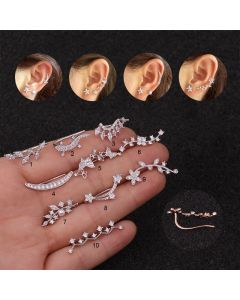 Flower Zircon Earnail Long Earbone Nail Woman