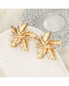 Big Flower Stud Petal Leaf Earring
