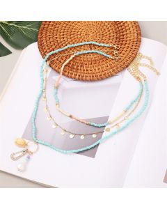 Bohemian Multilayer Woven Shell Rice Bead Necklace