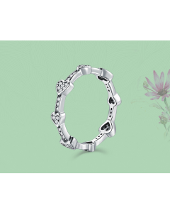 S925 Sterling Silver Diamond Heart Ring