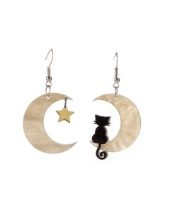 Moon cat earrings